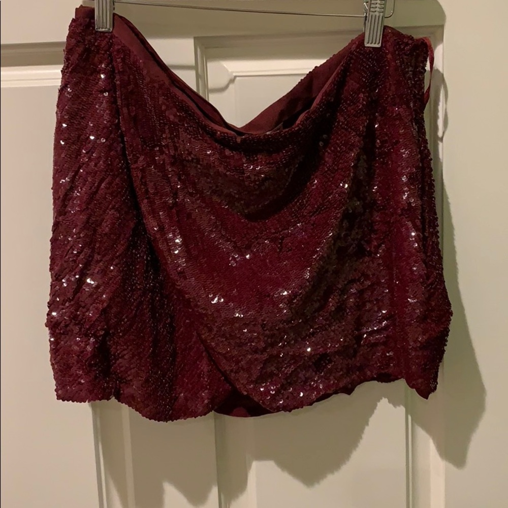 Haute hippie burgundy sequin skirt